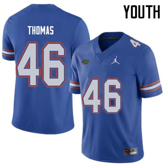 Youth Florida Gators #46 Will Thomas NCAA Jordan Brand Royal Authentic Stitched College Football Jersey YIL7662KV